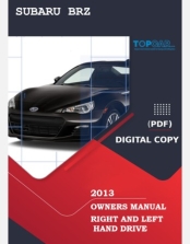 SUBARU BRZ 2013 OWNERS MANUAL RHD AND LHD